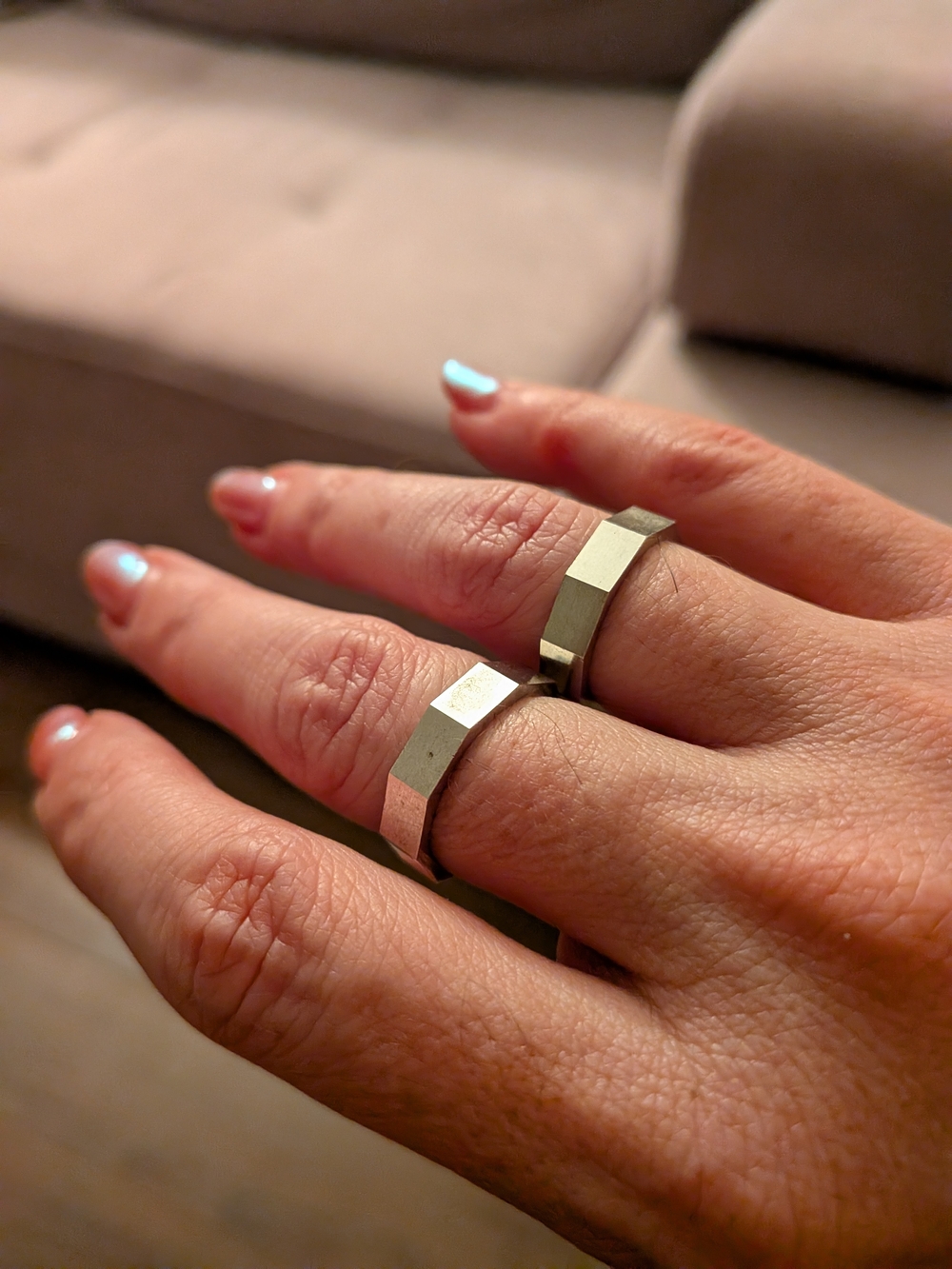 NWT Handcrafted Artisanal Iranian Silver Hexagonal Ring